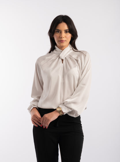 Chemise "Éclipse Blanche" – Pureté & Élégance Satinée